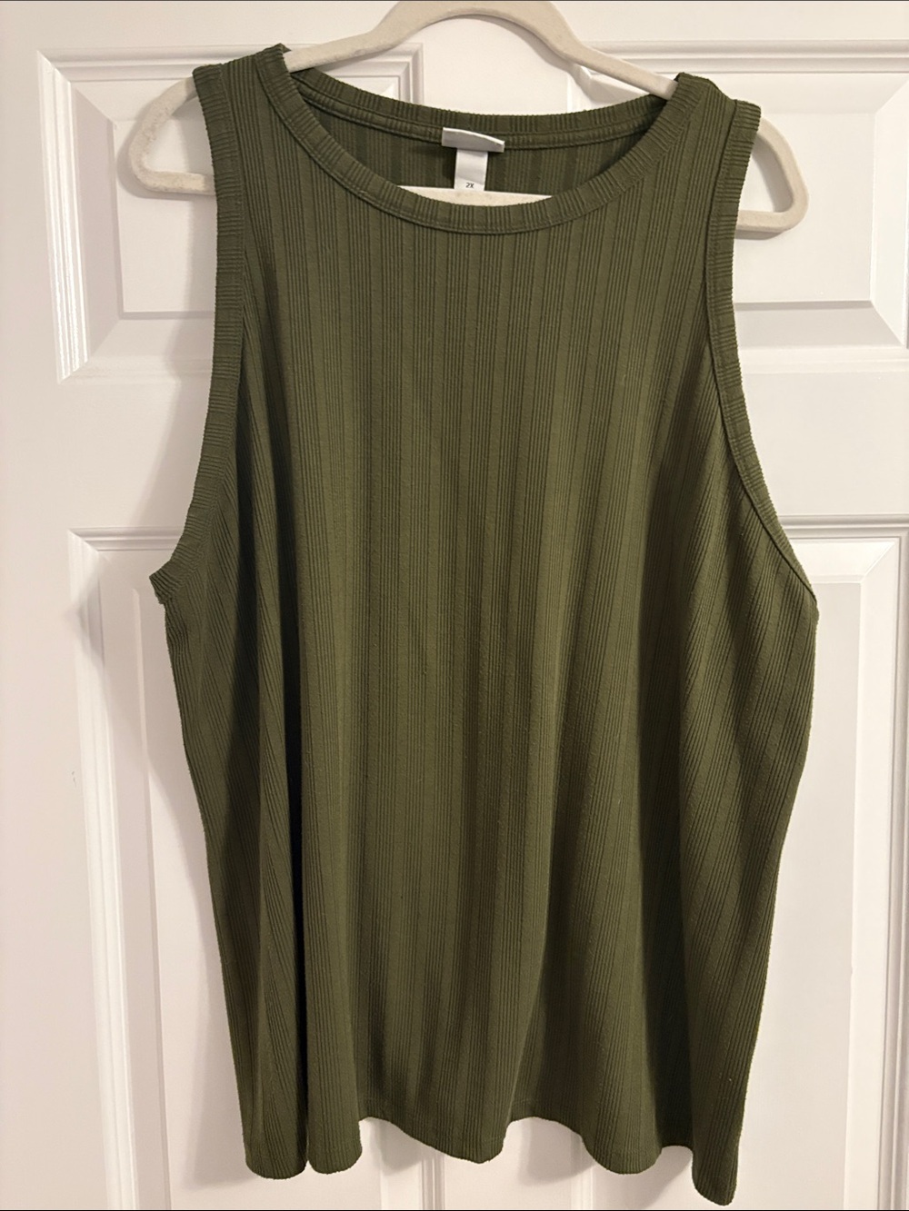 Ava & Viv Olive Ribbed Sleeveless Tank Plus Size (2X)